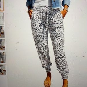 Leopard print joggers.